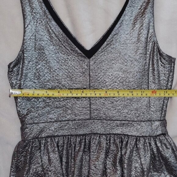 EVENING- One Clothing- Warm Silver-Metallic Skater Pleated Party Dress- Small - Picture 10 of 16